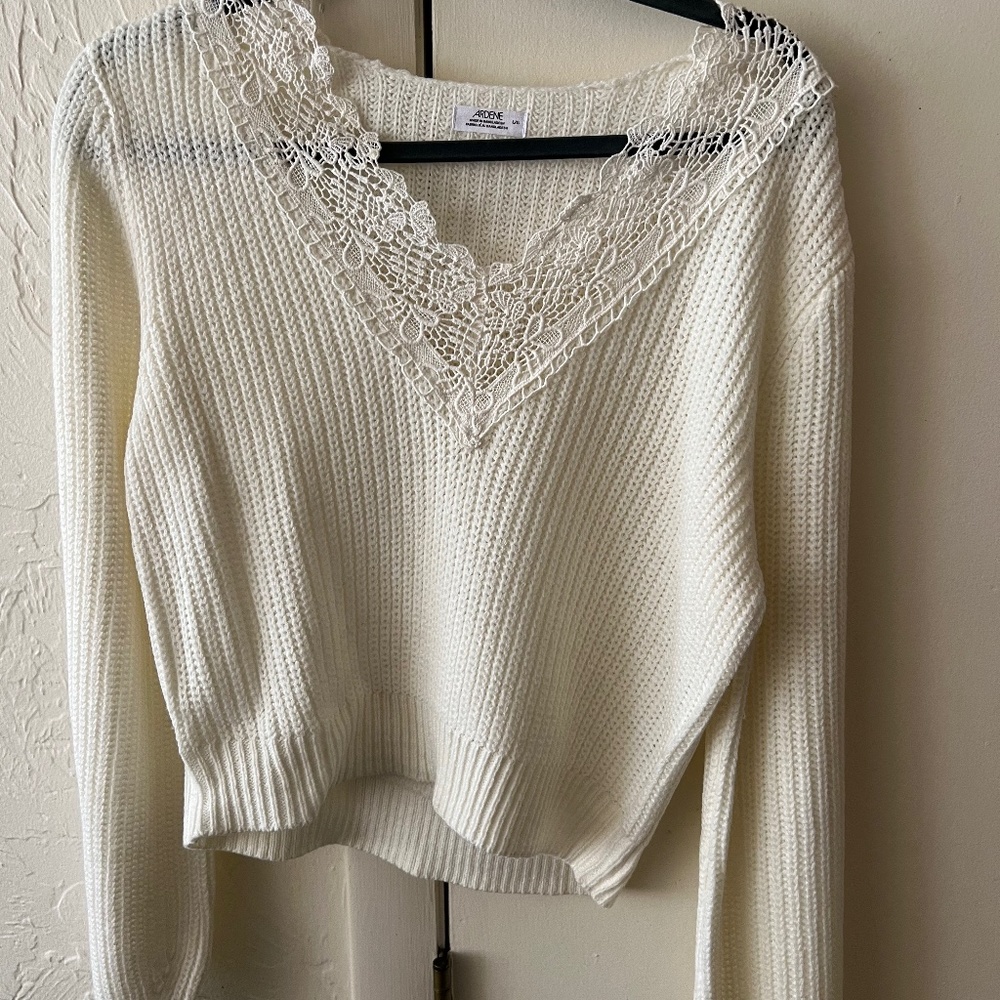 White lace neck sweater from Ardene